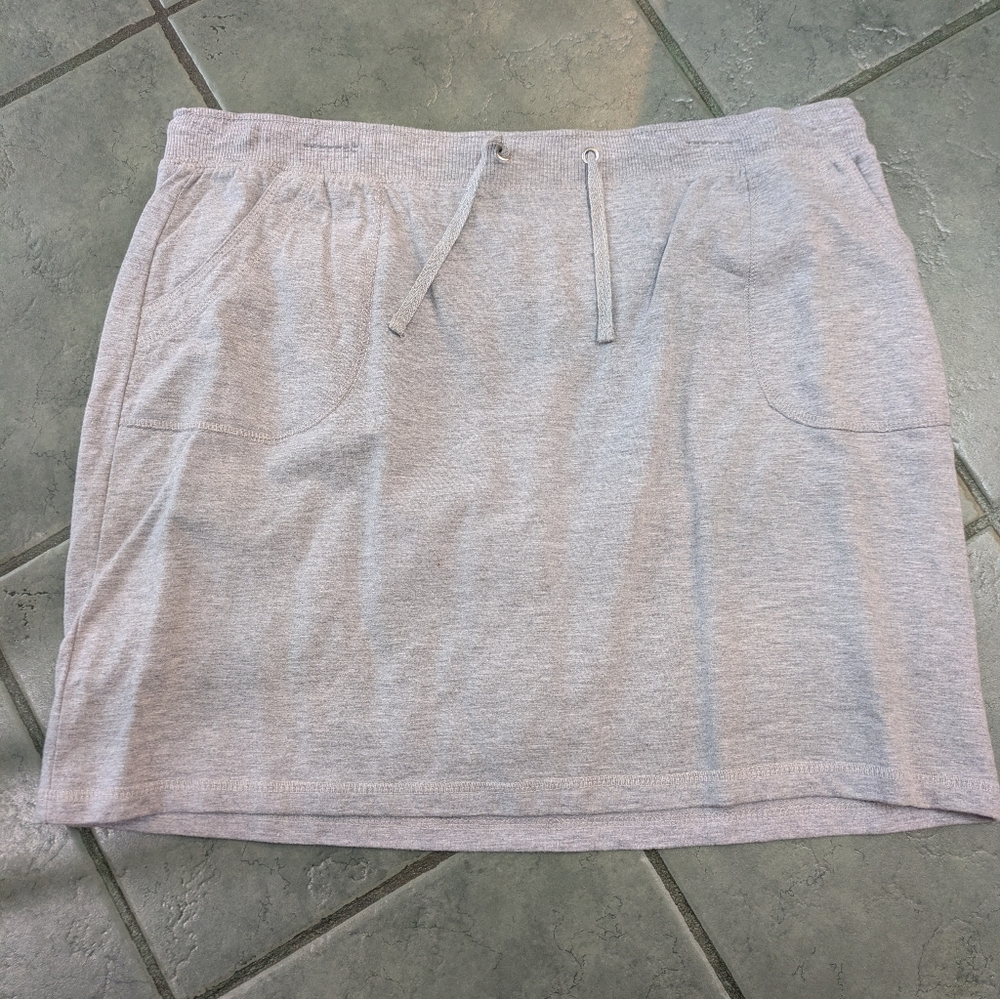 Casual Drawstring Heather Grey Skirt